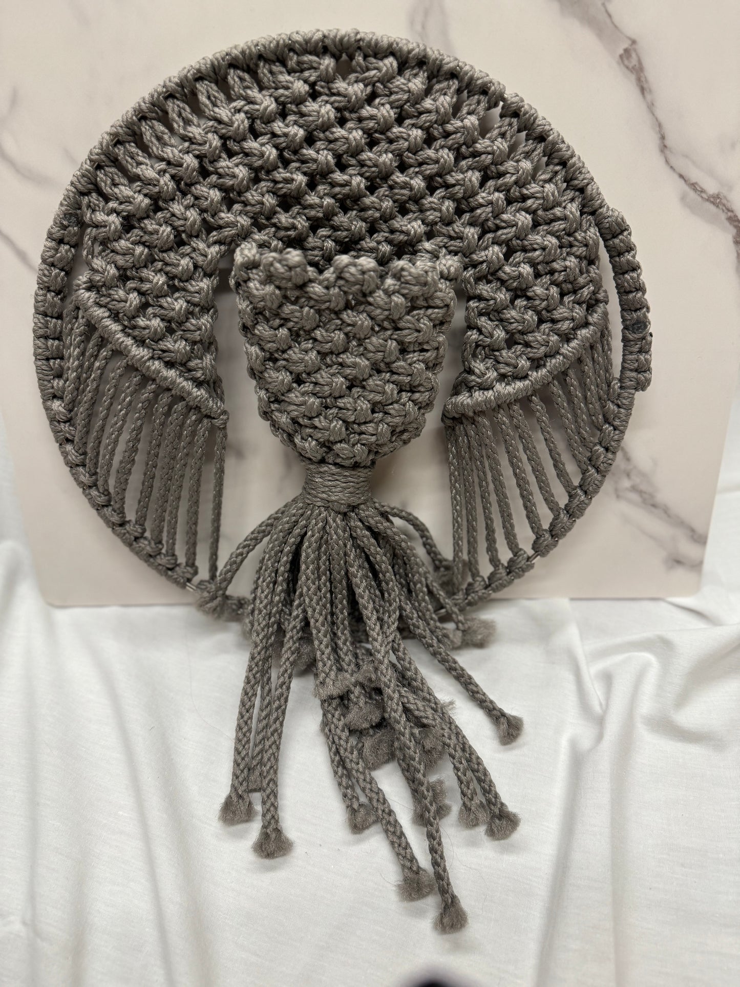 Round Decorative Wall Hanging: Grey