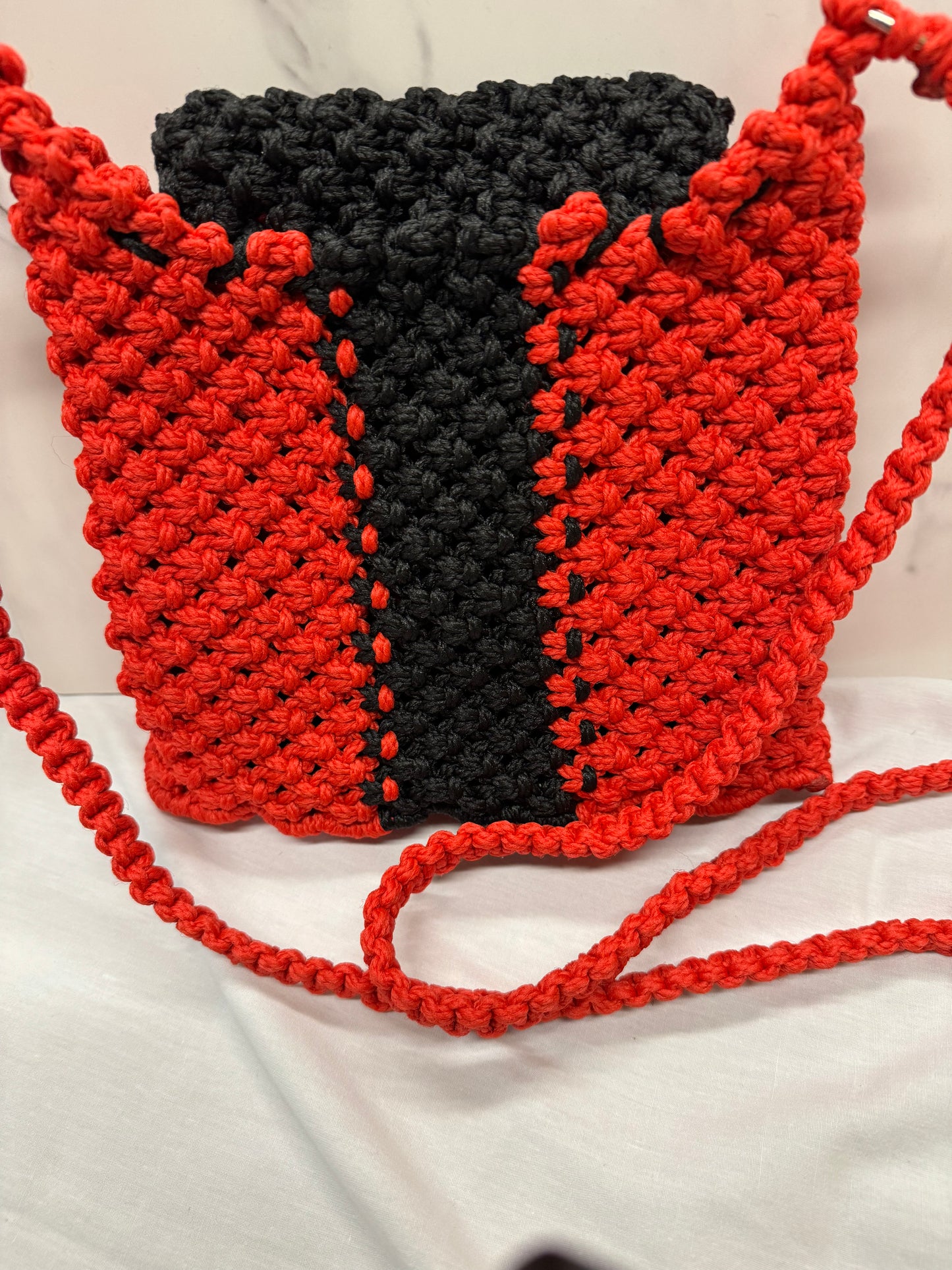 Crossbody Bag: Red and Black